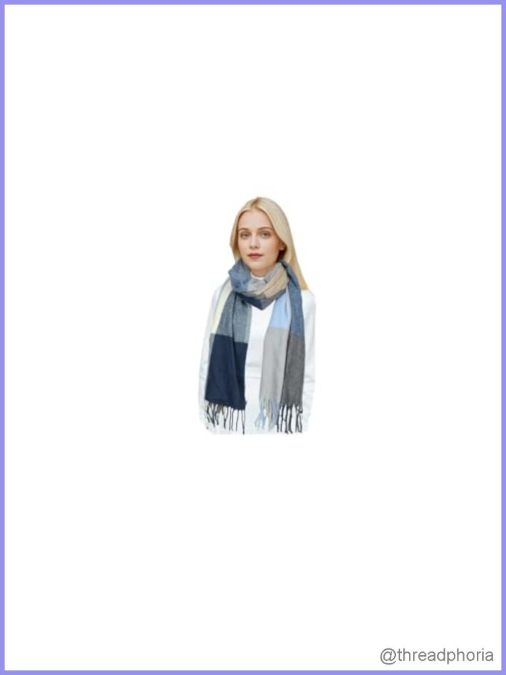 Women's Plaid Tassel Scarf Shawl Wrap Cashmere Feel Lightweight Warm Winter